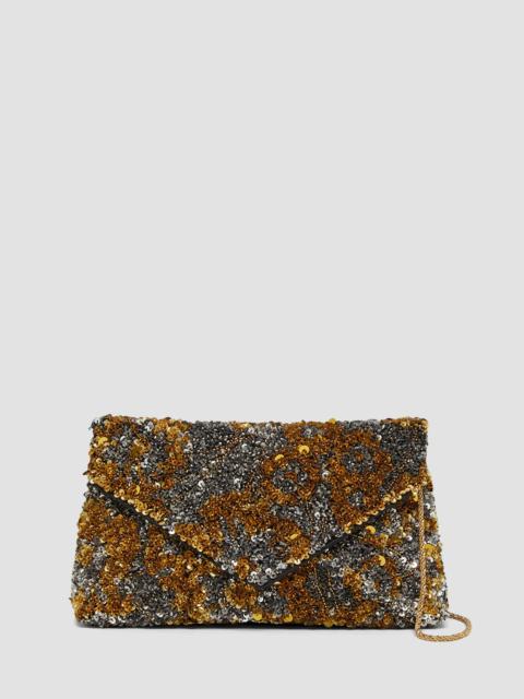 Dries Van Noten Women's Medium Sequined Envelope Clutch - Silver