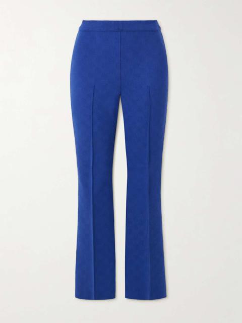 FLARE JACQUARD パンツ PANTS FLOWER) HALF (BLUE