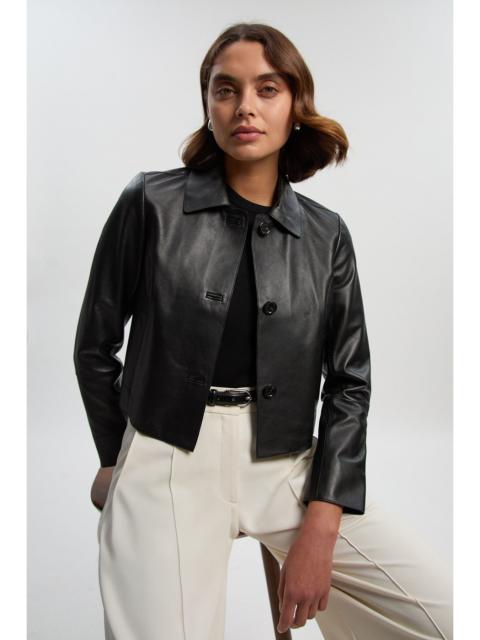 KAREN MILLEN Leather Collared Jacket
