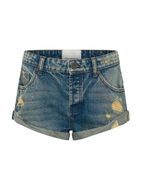 ONE TEASPOON Messed Up Bandits Low Waist Denim Shorts - Blue Dune