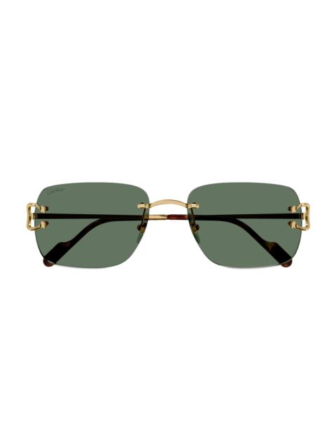 Cartier Men's C Décor 59 Square Rimless Sunglasses - Gold