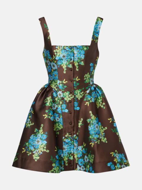ALÉMAIS Floral peplum satin minidress