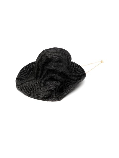 sacai curved brim round crown hat