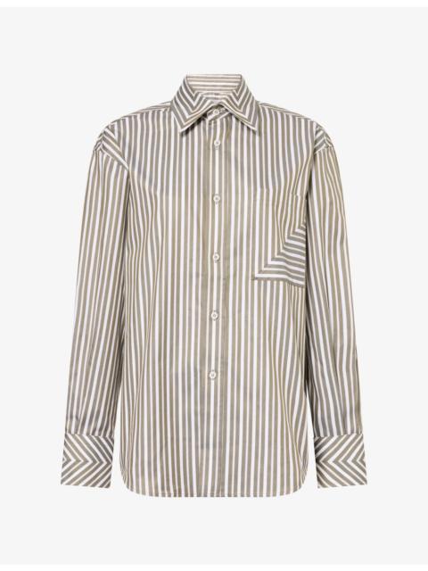 Victoria Beckham Striped Pocket Detail Cotton Shirt