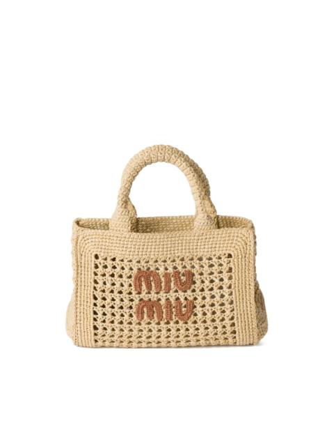 raffia-effect woven tote bag