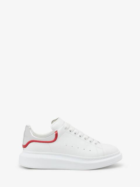 Alexander McQueen Men's Oversized Sneaker in White/silver/red