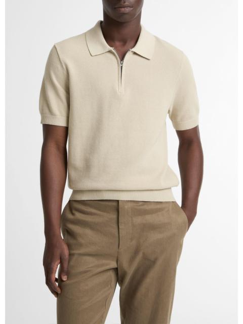 Vince Cotton-Cashmere Piqué Zip Polo Sweater