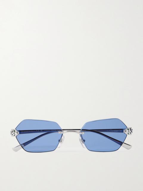 Cartier Panthère De Cartier Rimless Hexagon-frame Silver-tone Sunglasses