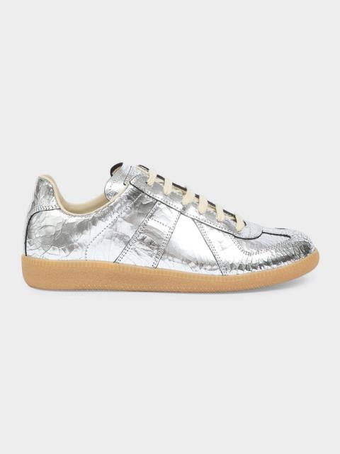 Maison Margiela XO Replica Metallic Leather Low-Top Sneakers