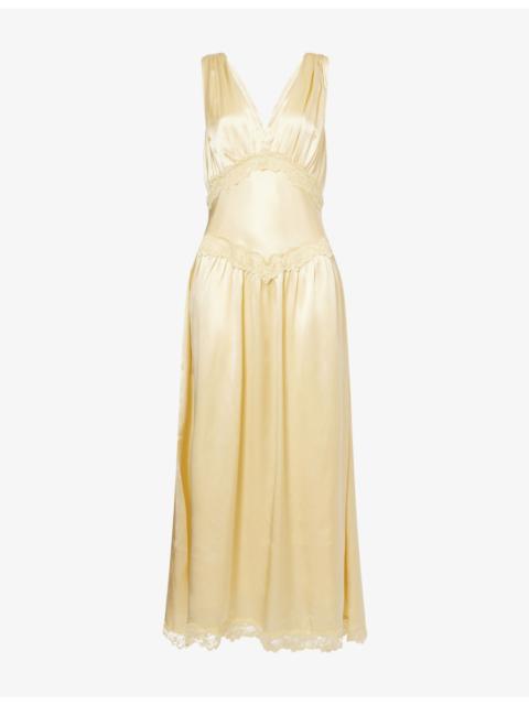 Reformation Stasia V-Neck Silk Midi Dress