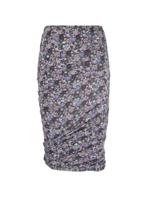 floral-print ruched skirt