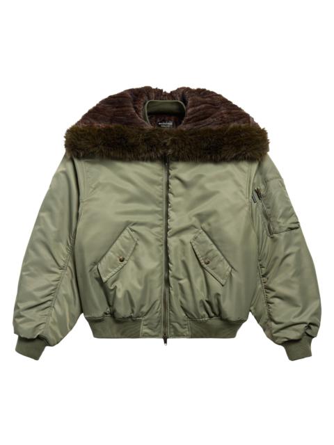 BALENCIAGA Women's Hooded Bomber Jacket - Khaki