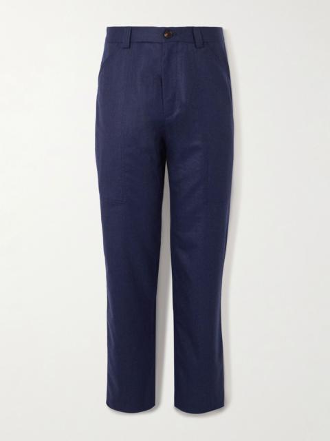 Brunello Cucinelli Wide-Leg Virgin Wool-Felt Trousers Blue
