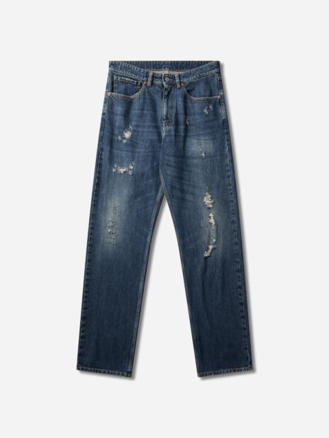MM6 Maison Margiela Men's Distressed Straight-Leg Jeans Dark Blue