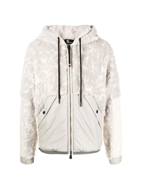 panelled hooded fleece jacket