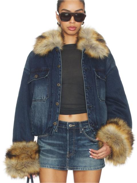 We11done Faux Fur Denim Jacket