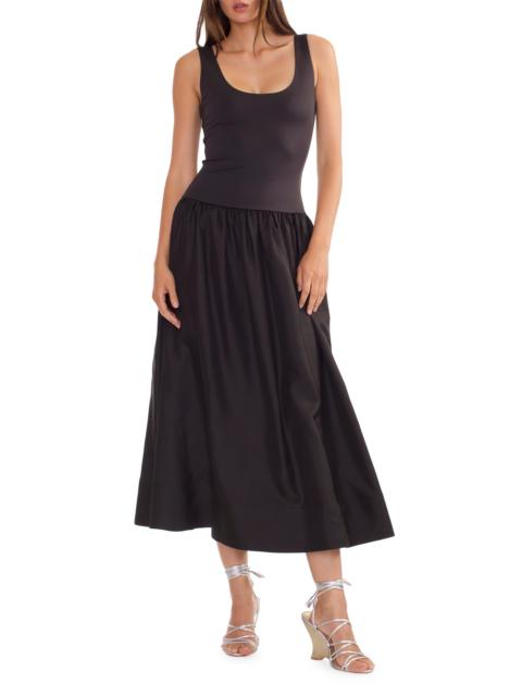 CYNTHIA ROWLEY Women's Mixed Media Dropwaist A-Line Midi-Dress - Black