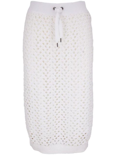 Brunello Cucinelli open-knit drawstring-waist skirt