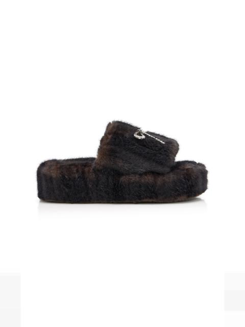 BALENCIAGA Furry Platform Slippers