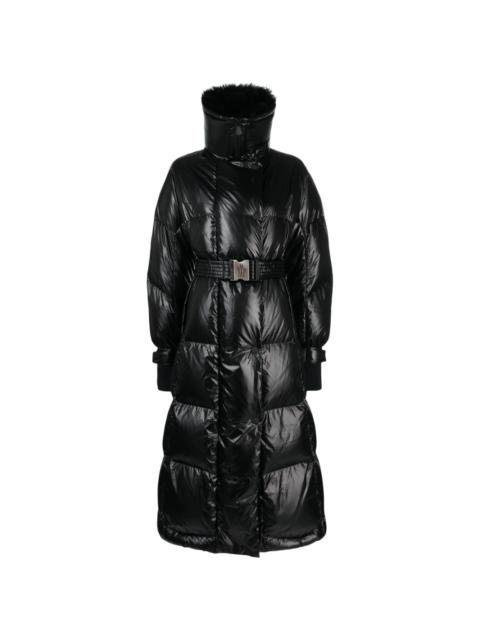 Moncler Combovin faux-fur collar belted coat