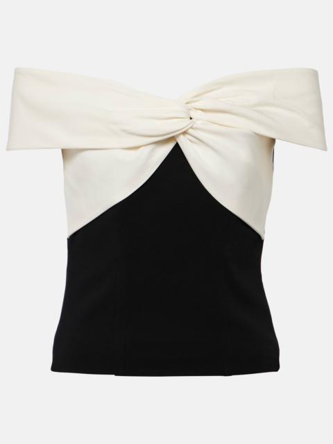 ROLAND MOURET Colorblocked gathered cady top