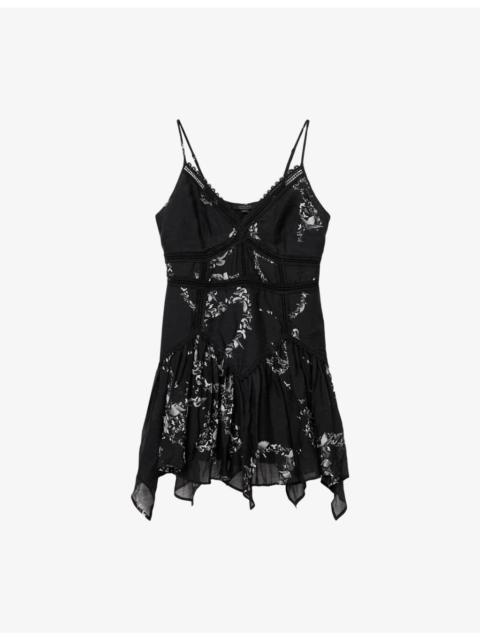 ALLSAINTS Zia Leopard-Print Woven Mini Dress