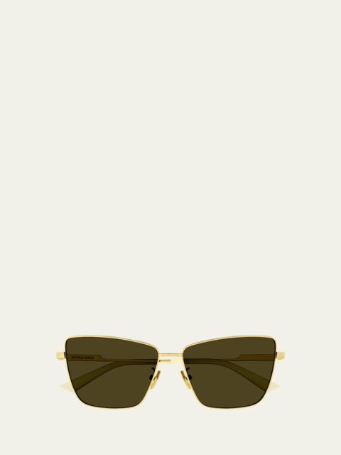 Bottega Veneta Rectangle Golden Metal Sunglasses