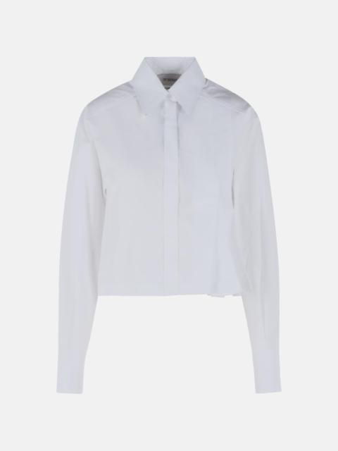'CERTO' CROPPED SHIRT IN COTTON POPLIN WITH WHITE ASYMMETRICAL PLEATS