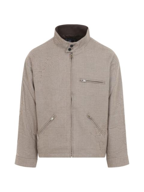mastermind JAPAN Harrington check-pattern wool bomber jacket