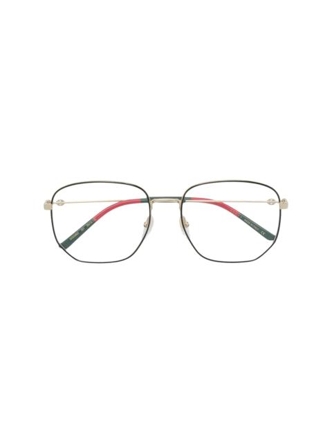 GUCCI Web detail hexagonal-frame glasses