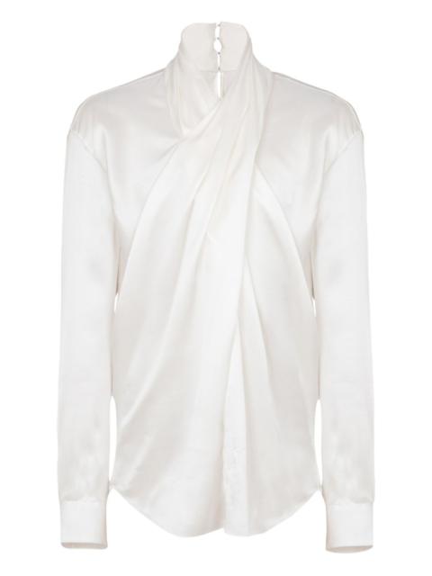 Balmain draped silk shirt