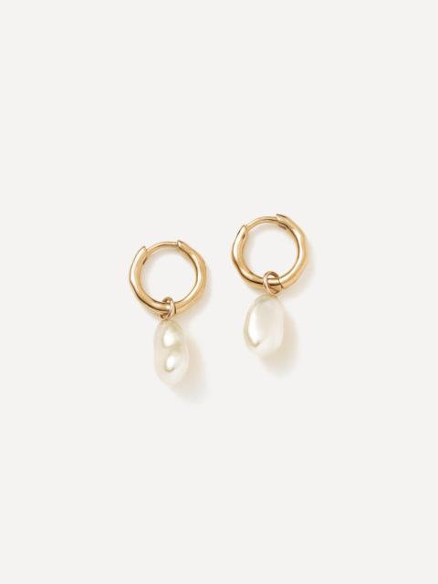 MISSOMA 14ct Gold Fine Pearl Drop Mini Hoop Earrings