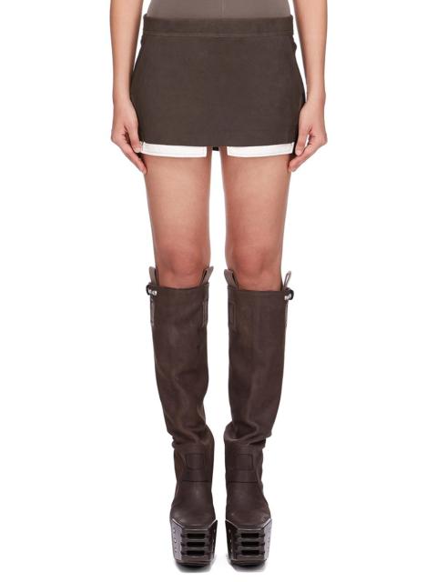 Rick Owens Gray Concordians Fog Cutoff Leather Miniskirt