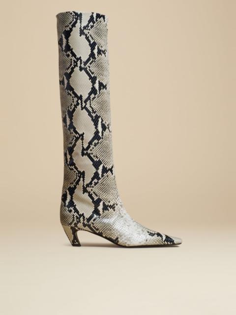 KHAITE The Davis Boot in Natural Python-Embossed Leather