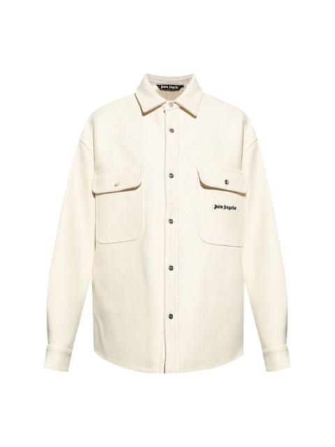 logo-embroidered shirt jacket