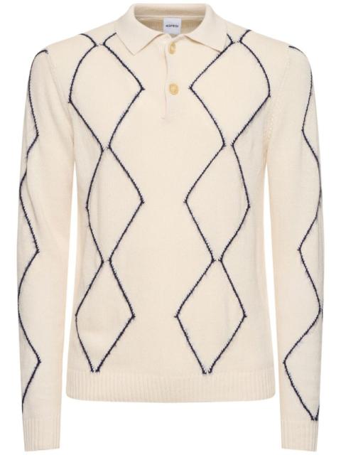 Aspesi Diamond cotton blend knit l/s polo