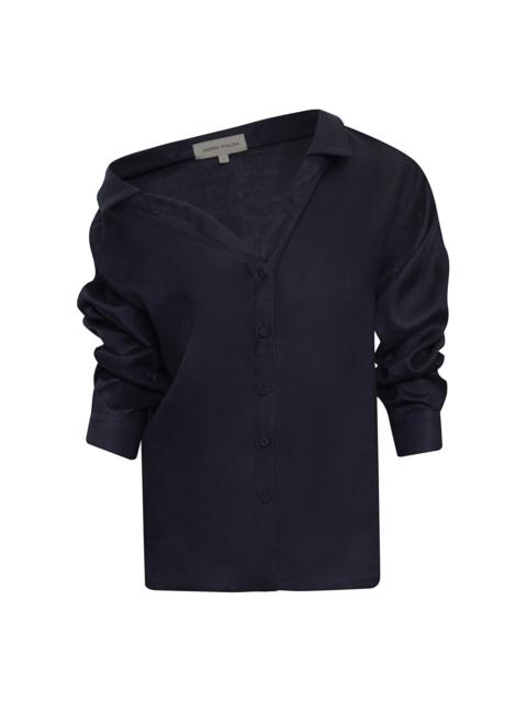 ANDRES OTALORA Sefara Relaxed Linen Blouse navy