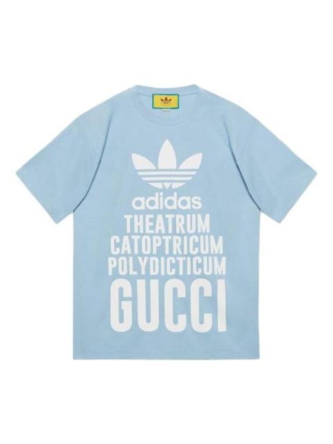 GUCCI Gucci x adidas Cotton T-Shirt 'Light Blue' 616036-XJEW2-4709