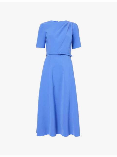 CAROLINA HERRERA Draped Woven Midi Dress