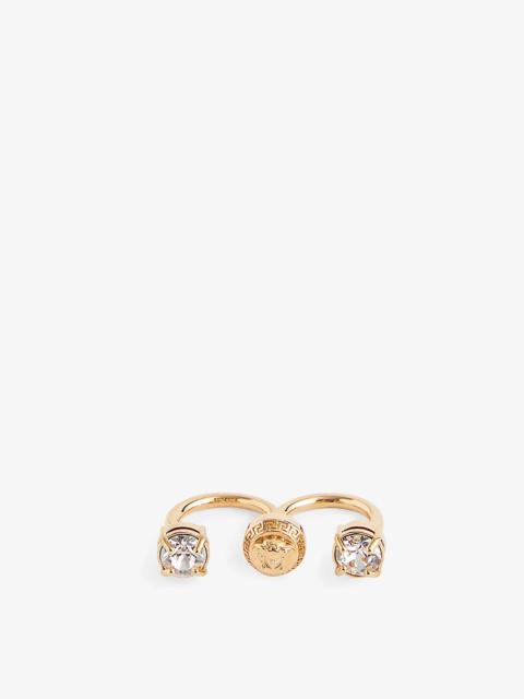 Crystal Medusa round gold-toned metal cuff ring