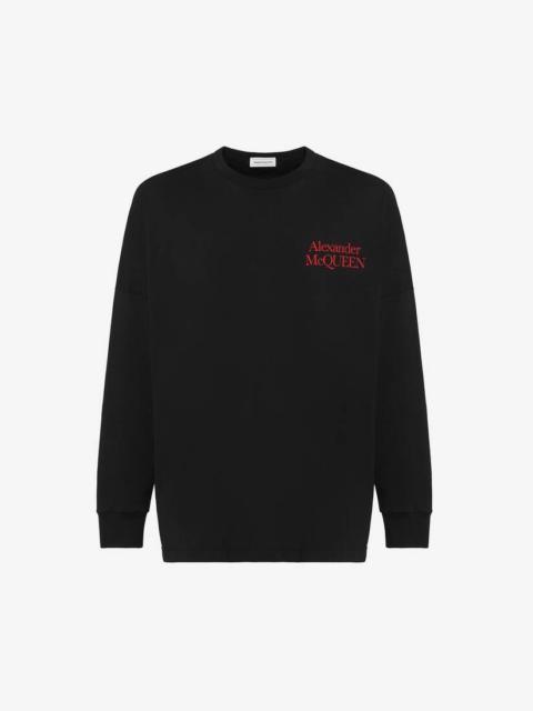 Alexander McQueen Men's Logo Long Sleeve T-shirt in Black/red