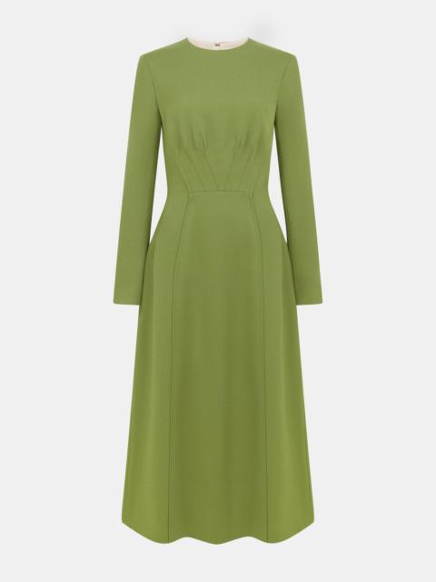 EMILIA WICKSTEAD Collinson Dress In Olive Single Wool Crepe