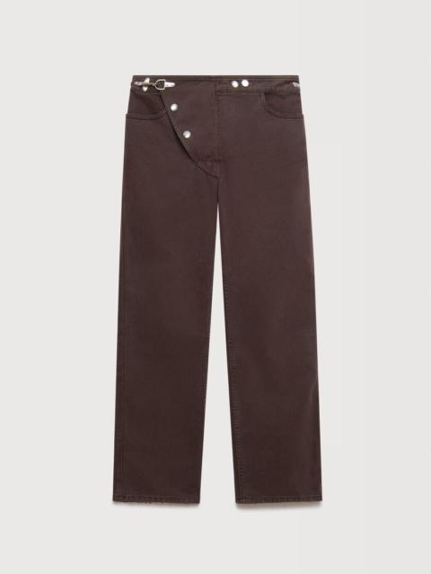 Marni PURPLE DRILL PANTS WITH ASYMMETRIC FLAP