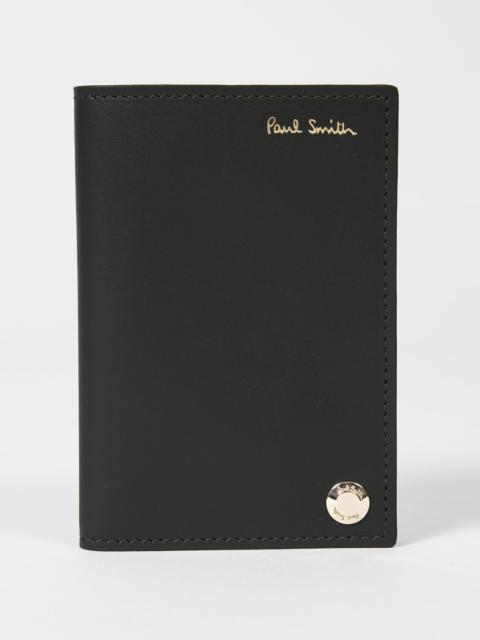 Paul Smith Black 'Signature Stripe' Interior Pivot Card Holder