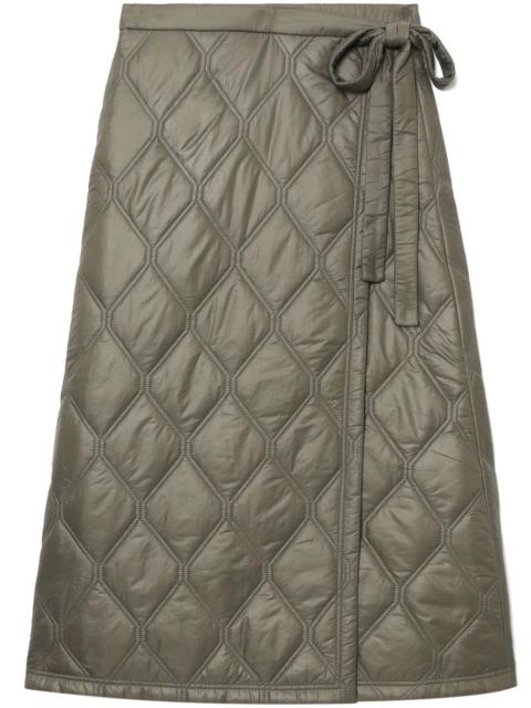GANNI quilted wrap midi skirt