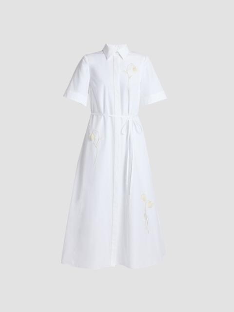 Erdem EMBROIDERED COTTON POPLIN MIDI SHIRT DRESS