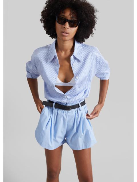 The Frankie Shop Castalia Cotton Gathered Shorts - Sky Blue