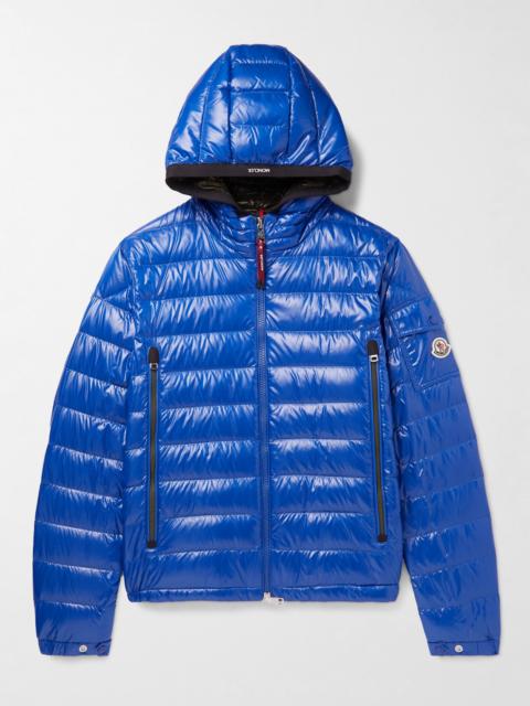 Moncler Galion Logo-Appliquéd Quilted Glossed-Shell Hooded Down Jacket