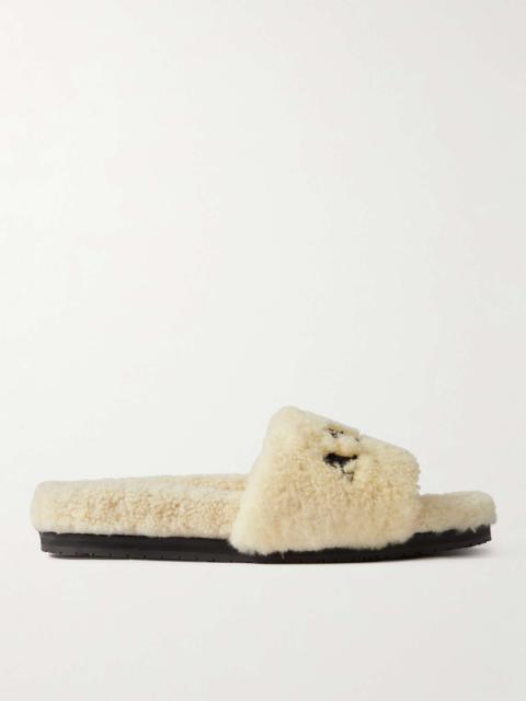 AMIRI Logo-Embroidered Shearling Slippers