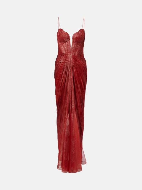 MARIA LUCIA HOHAN Cecilia draped silk muslin bustier gown
